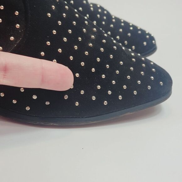 BCBG Gold Studded Faux Suede Ankle Bootie Size 9 - Picture 9 of 11